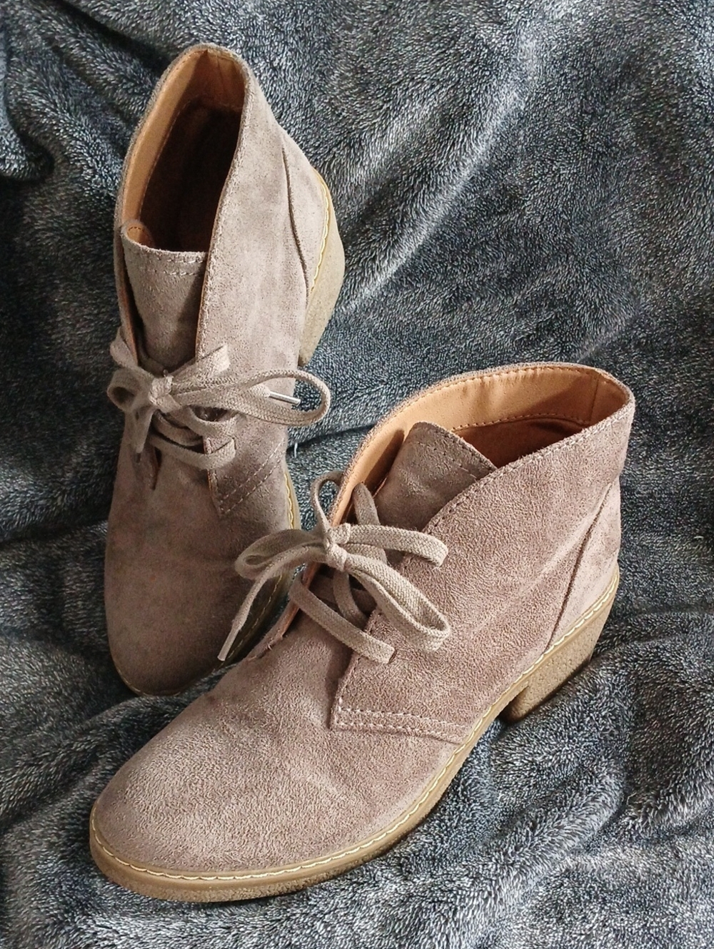 Universal Thread Taupe Suede Lace-Up Ankle Booties